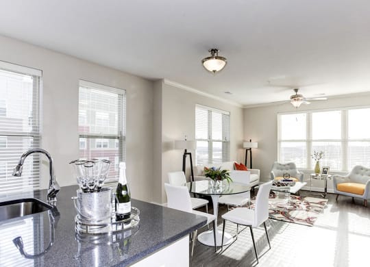 Open layout kitchen at The Flats at Neabsco