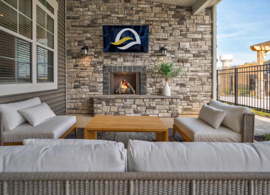 Overlook At Riverside Outdoor Living Area with Fireplace