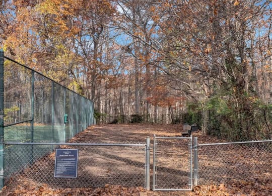 a fenced in area with trees and a fence