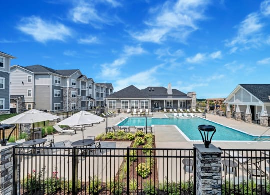 the preserve at ballantyne commons pool and apartment buildings