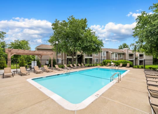 our apartments have a resort style pool with lounge chairs