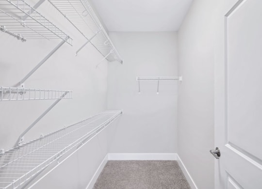 The walk-in closet in the Douglas floor plan at Overlook at Riverside.