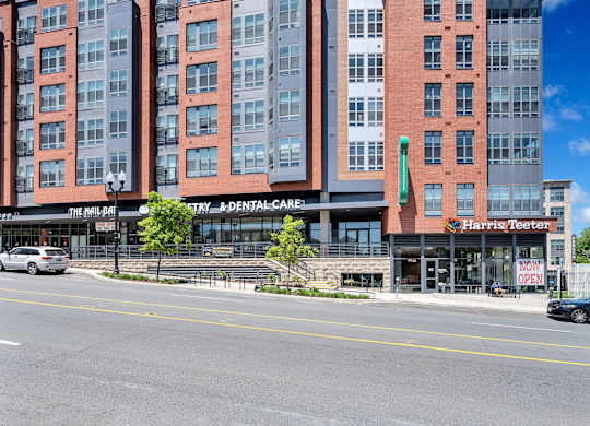 A Harris Teeter store is located in a multi-story building.