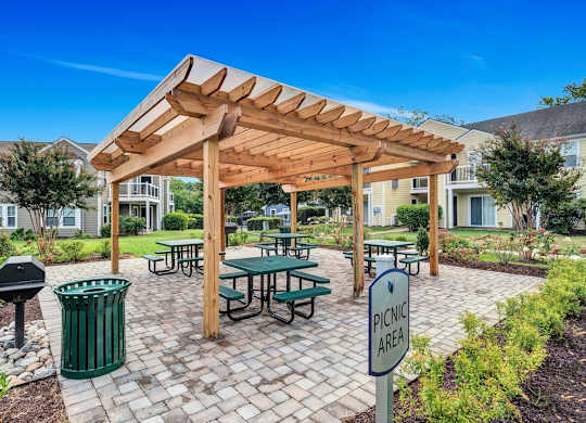 a picnic area with pergola