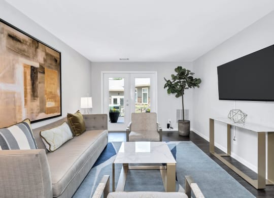 Renovated living room at Waterside at Reston.