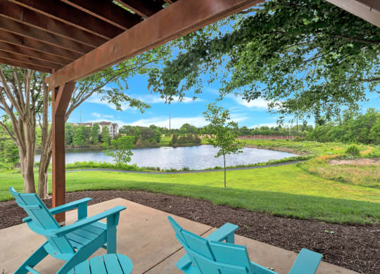 The pergola with adirondack seating at Waterside at Reston.