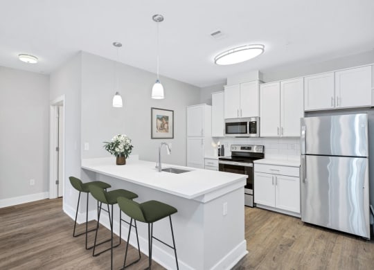The kitchen in the Douglas floor plan at Overlook at Riverside.