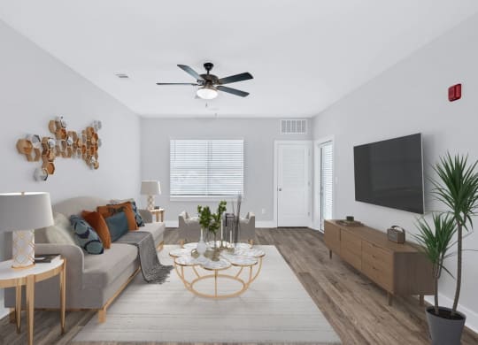 The living room in the Douglas floor plan at Overlook at Riverside.