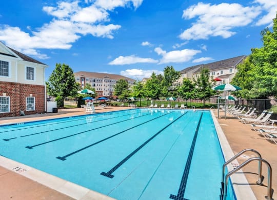 the swimming pool at the preserve apartments