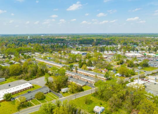 a view of the city from the sky