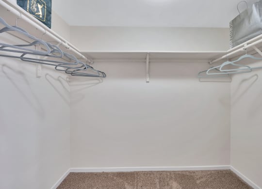 our apartments have a walk in closet with plenty of room to move around