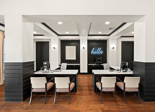 Leasing office with seating