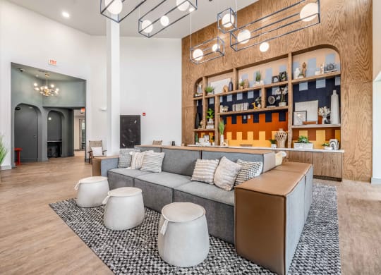 a living room with a couch and a coffee table