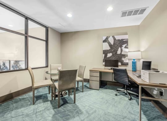 a room filled with furniture and a large window