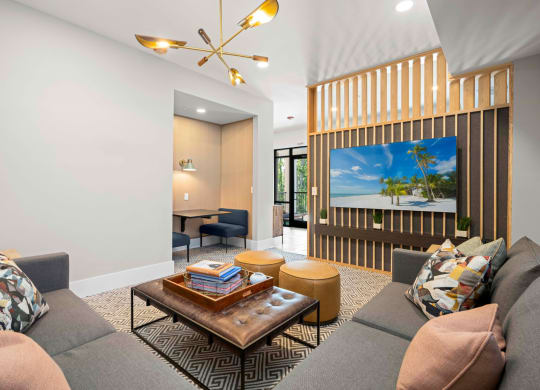 a living room with a couch and a coffee table