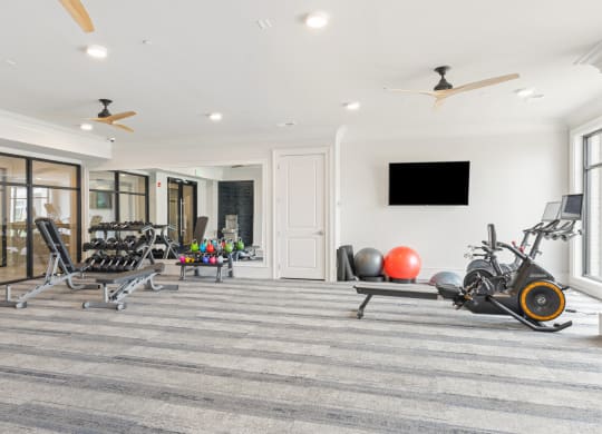 the gym at the enclave at woodbridge apartments in sugar land, tx