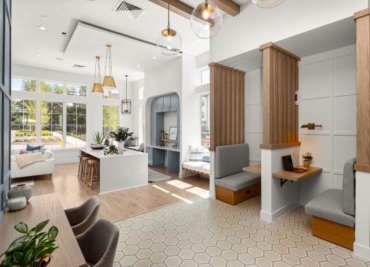 a rendering of a living room and dining room in a house