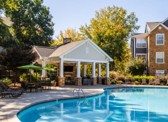 the swimming pool at the preserve apartments