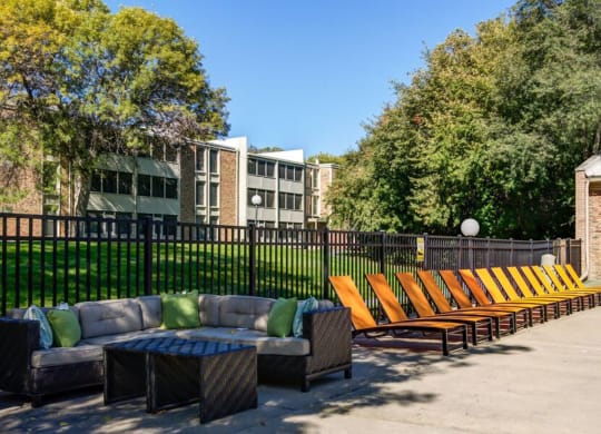 poolside loungers at Glen at Burnsville, Minnesota