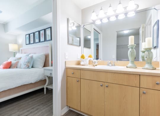 a bathroom with a sink and a mirror at Heritage Bay, Florida, 34957