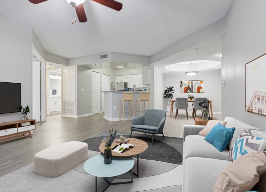 Living room with a couch and a table
