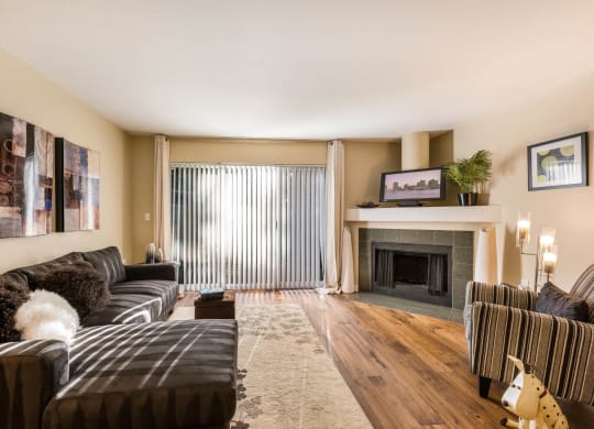 Living Room With Fireplace at Arcadia Townhomes, Federal Way, WA