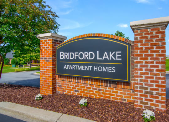 Entrance Signage at Bridford Lake Apartments, Greensboro, 27407