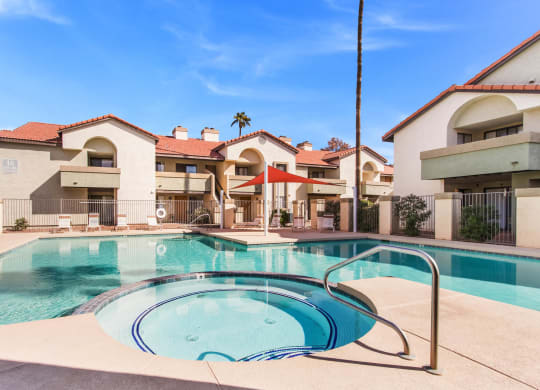 Outdoor Heated Saltwater Pool With Hot Tub Open Year Round at Del Coronado, Mesa