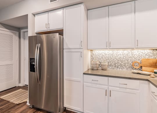 Double Door Refrigerator and White Cabinetry at Edge75, Naples, Florida 34104