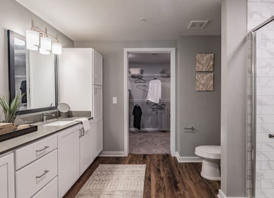 Master Bathroom with Vanity and Closet at Edge75, Naples, Florida 34104