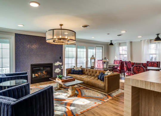 Clubroom With Fireplace at Heritage at the River, Manchester, NH