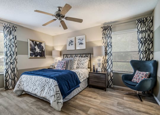 Bedroom with Ceiling Fan at Sanford Landing Apartments, Sanford, FL 32771
