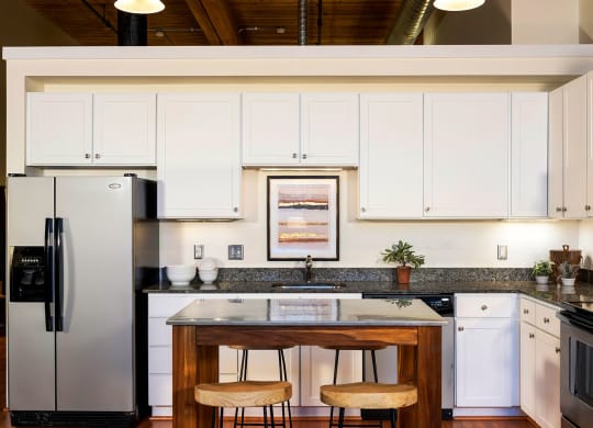 White Kitchen Cabinetry at Riverwalk Apartments, Massachusetts