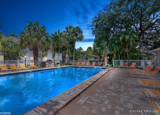 Pool During Twilight at Sarasota South, Bradenton, FL