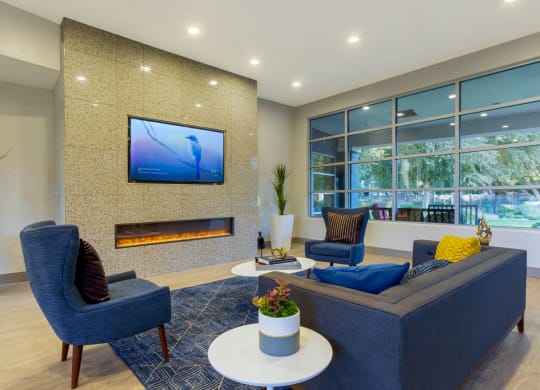 Living Room With TV at Sweetwater At Metro North Apartments, Phoenix, AZ