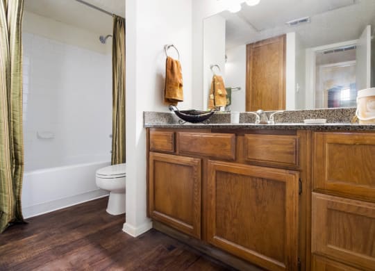 Renovated Bathrooms With Quartz Counters at The Glen, Texas