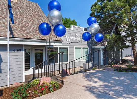 Clubhouse Exterior at Windmill Apartments, Colorado Springs, Colorado