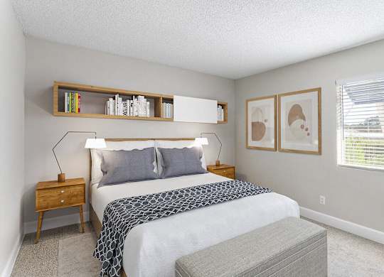 a bedroom with a bed and a window at Lakeside Villas, Florida, 32817