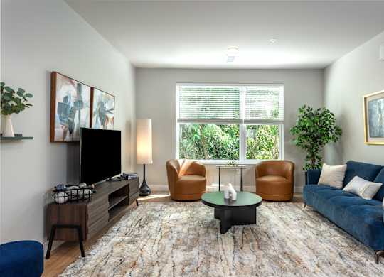 Living Room With TV at Mila, Ellisville, MO, 63011