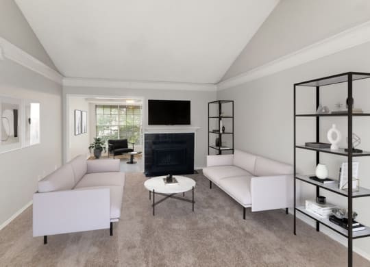 Model living room at Cobblestone, Arlington