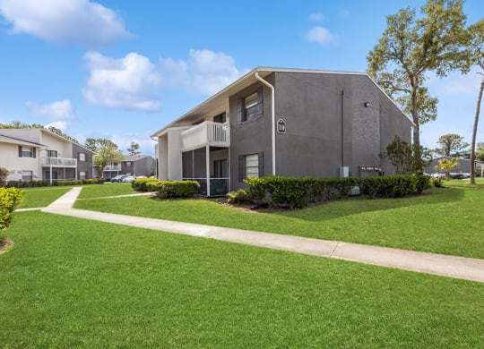 Apartment building exterior and walking path