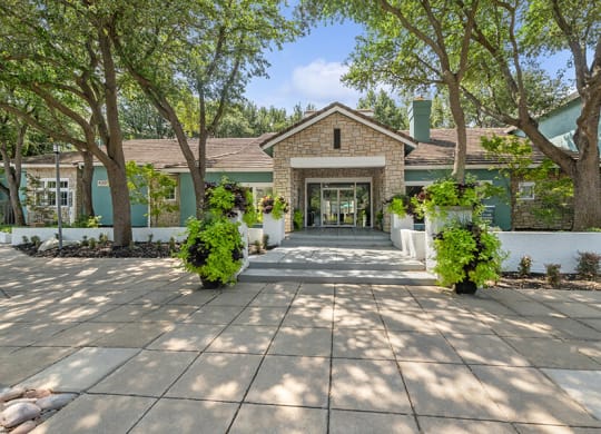 Front Entrance of Community Leasing Office at Essence Apartments in Dallas, TX.