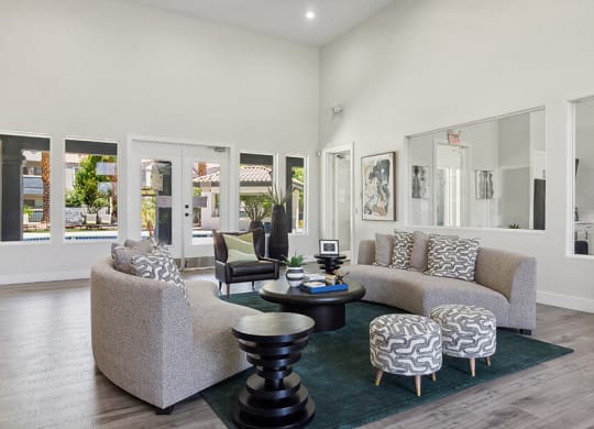 Community Clubhouse with Lounge Furniture at Monterra Apartments located in Las Vegas, NV.