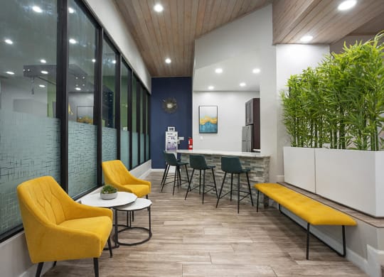 Community Clubhouse with Kitchen Area at Haven at Water's Edge Apartments in Tampa, FL.