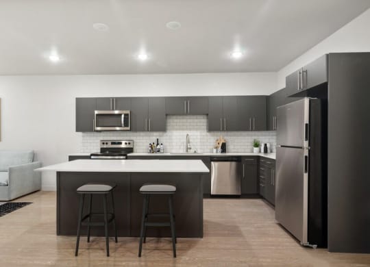 Model kitchen with island