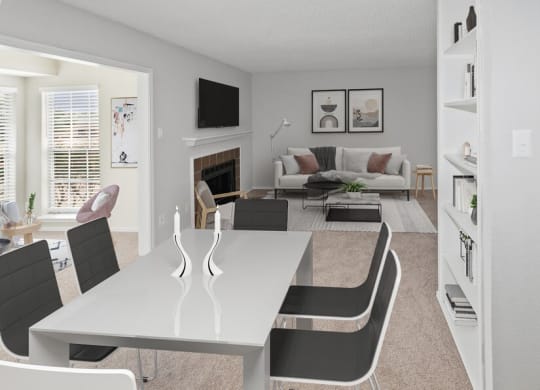 Model dining and living room at Autumnwood, Arlington, TX