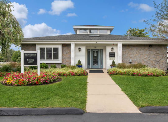 Leasing office exterior  at Stone Ends apartments in Stoughton, MA