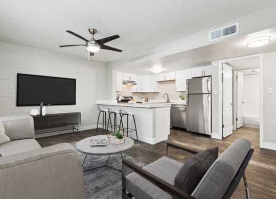 Model living room showcasing large open spaces