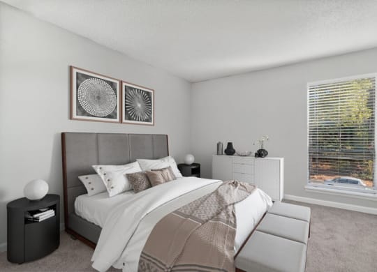 Model bedroom with large window