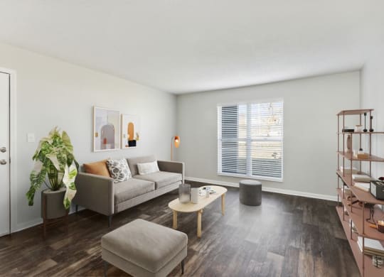 Model living room with an abundance of natural light